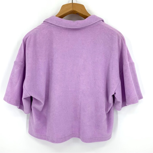 Calvin Klein Jeans NWT Lilac Purple French Terry Polo Style Cropped Top, Medium - Picture 14 of 16